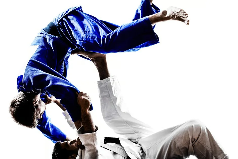 Zwei Judoka bei einem Wurf